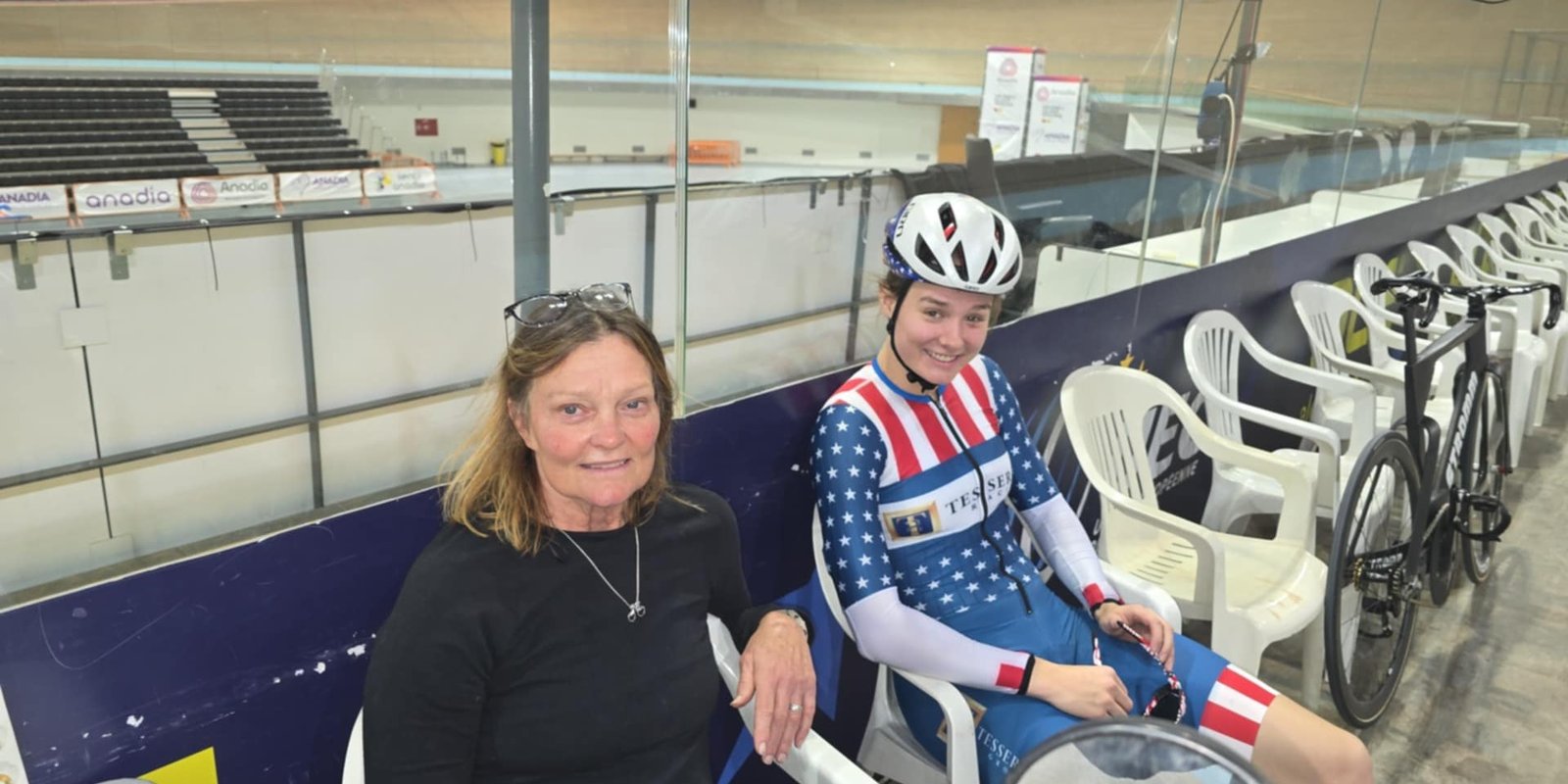 McKenna and Annette Williams at Portugal National Velodrome, Sangalhos